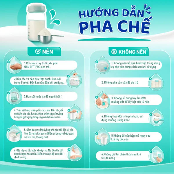 Sữa NAN pha bao nhiêu độ là chuẩn nhất để không mất chất dinh dưỡng? 3 Quy trình pha sữa NAN chuẩn để đảm bảo an toàn vệ sinh